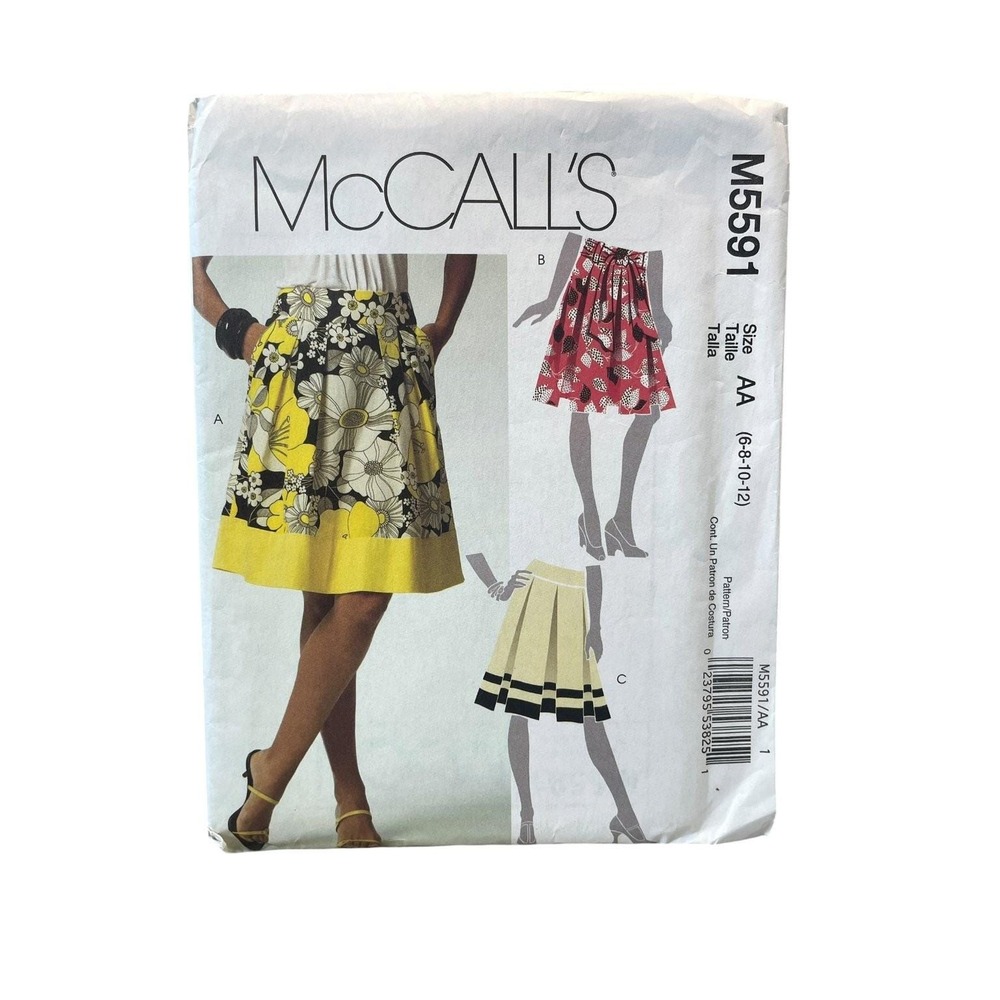 McCall's M5591 Skirt Pattern Pleated Flared Midi Knee Length Size AA 6-8-10-12